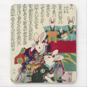 兎の歌舞伎役者, 芳藤 Actors of Rabbit, Yoshifuji, Ukiyo-e マウスパッド