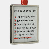 児童なしのチェックリスト メタルオーナメント (右)