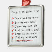 児童なしのチェックリスト メタルオーナメント (左)