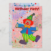 児童ピエロ&花火誕生日招待状 招待状 (正面/裏面)