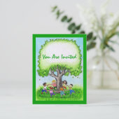 児童リングや輪のまわりに誕生会の招待 招待状 (スタンド正面)