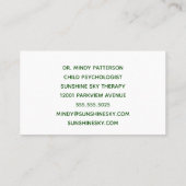 児童心理学者遊セラピーおもちゃフォトグリーン 名刺 (裏面)