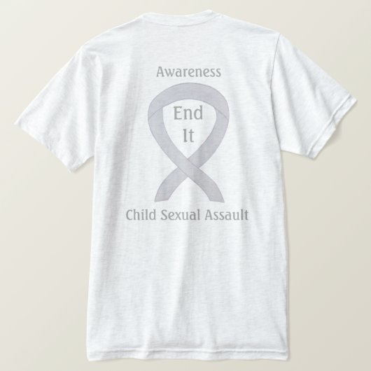 児童性的暴行認識度リボンTシャツ Tシャツ (デザイン裏面)