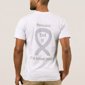 児童性的暴行認識度リボンTシャツ Tシャツ (裏面)