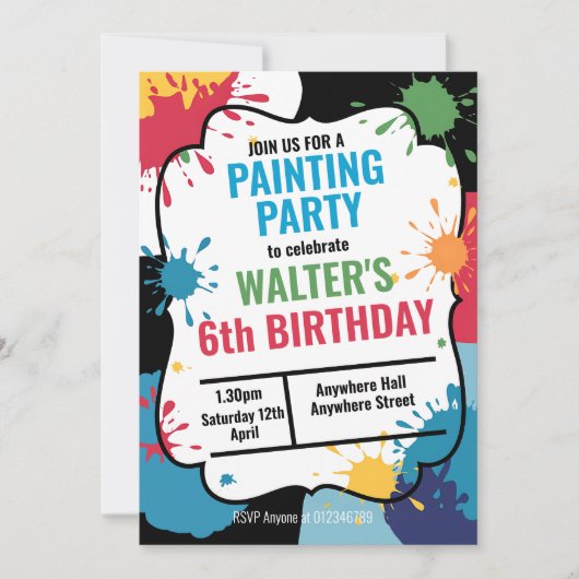 児童芸術パーティー絵を描キッズパーティー 招待状 (正面)