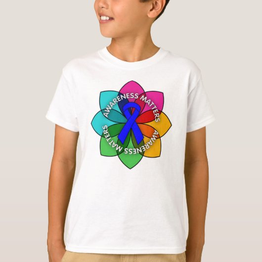 児童虐待の認識度の問題の花びら Tシャツ (正面)