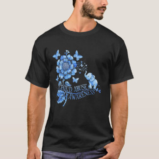 児童虐待啓発 ヒマワリ 水色リボン  Tシャツ