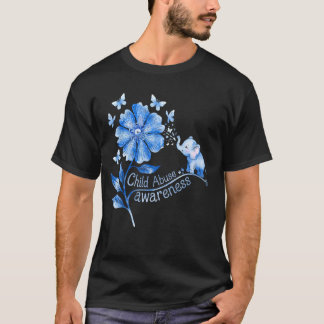 児童虐待啓発 ヒマワリ 水色リボン  Tシャツ