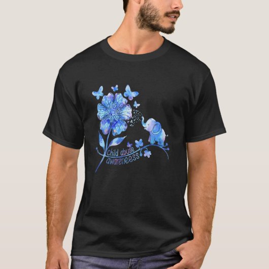 児童虐待啓発 ヒマワリ 水色リボン  Tシャツ (正面)