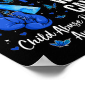 児童虐待防止認識度ボクシング手袋ブルー ポスター (角)