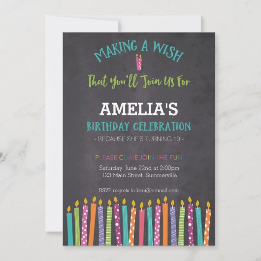 児童誕生日招待状（キャンドル） 招待状 (正面)