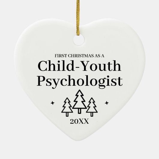 児童青少年心理学者の新しいジョブクリスマス セラミックオーナメント (裏面)