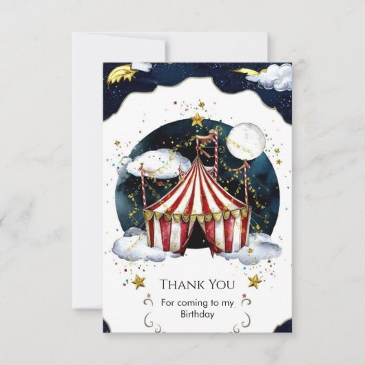 児童 天体サーカス 誕生日 サンキューカード (正面)