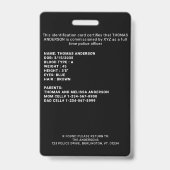 児童IDカスタム写真警察官学生 バッジ (裏面)