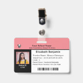 児童ID身分証明書の学生学校 バッジ (正面 （クリップ付）)