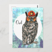兜にフクロウ ポストカード (正面/裏面)