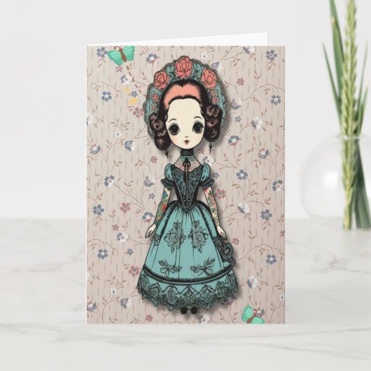 入かわいらし墨ガールカード(文字なし) サンキューカード (正面)