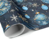 入り組んだ青いクリスマスボードブル ラッピングペーパー (ロールコーナー)
