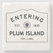 入るプラム島の大理石のコースターの石のコースター ストーンコースター (正面)