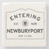 入るNewburyportの大理石のコースターの石のコースター ストーンコースター (正面)