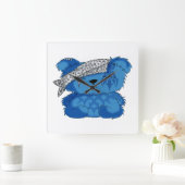 入れ墨くま スクエア壁時計 (ホーム)