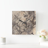 入れ墨された花柄I スクエア壁時計 (ホーム)