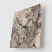 入れ墨された花柄I スクエア壁時計 (傾斜)