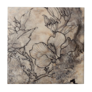 入れ墨された花柄I タイル