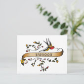 入れ墨でツバメとスクロール ポストカード (スタンド正面)