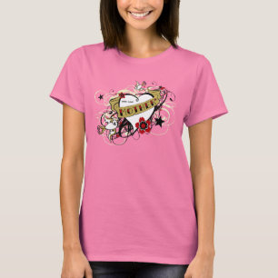 入れ墨のお母さんのハート及びつばめのTシャツ Tシャツ