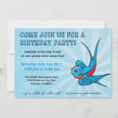 入れ墨のつばめの鳥はibirthayパーティの招待状をからかいます 招待状 (裏面)