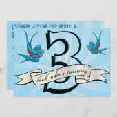 入れ墨のつばめの鳥はibirthayパーティの招待状をからかいます 招待状 (正面/裏面)