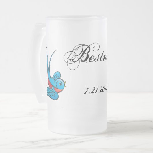 入れ墨のつばめのBestManの結婚式の引き出物のマグ フロストグラスビールジョッキ (正面左)