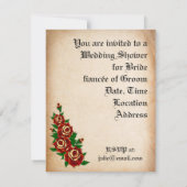 入れ墨のばら色のブライダルシャワー 招待状 (裏面)