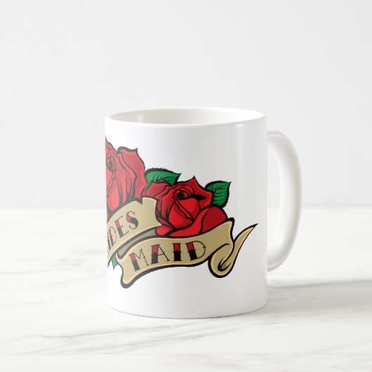 入れ墨のばら色の新婦付添人のマグ コーヒーマグカップ (正面右)