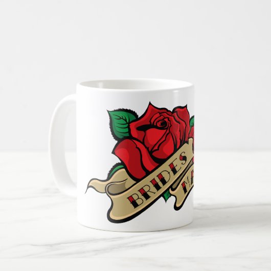 入れ墨のばら色の新婦付添人のマグ コーヒーマグカップ (正面左)