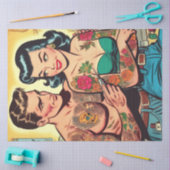 入れ墨のカップルヴィンテージ漫画 薄葉紙 (クラフト)