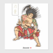 入れ墨のサムライ戦士の剣 シール (シート)