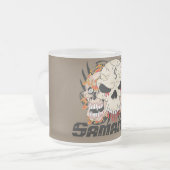 入れ墨のスカル8の曇らされたガラスのコーヒー・マグのコップ フロストグラスマグカップ (正面左)