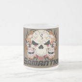 入れ墨のスカル8の曇らされたガラスのコーヒー・マグのコップ フロストグラスマグカップ (中央)