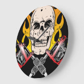 入れ墨のスカル ラージ壁時計 (傾斜)