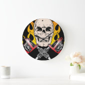 入れ墨のスカル ラージ壁時計 (ホーム)