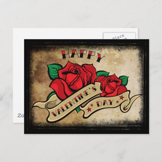 入れ墨のハッピーバレンタインデーは上がりました シーズンポストカード (正面/裏面)
