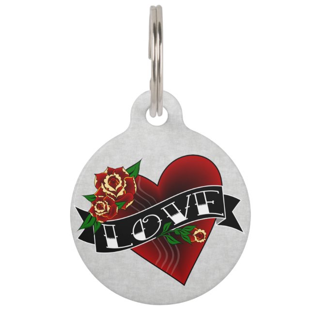 入れ墨のハート愛犬のペットタグ ペット　ネームタグ (正面)