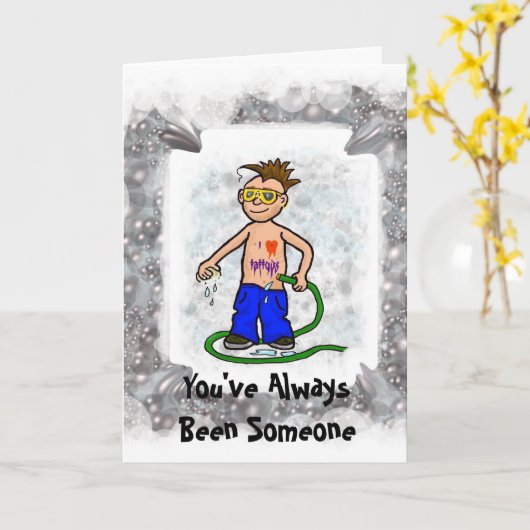 入れ墨のバースデー・カードを離れて洗浄するロッカー カード (黄色い花)