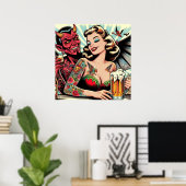 入れ墨のビアガール ポスター (ホームオフィス)