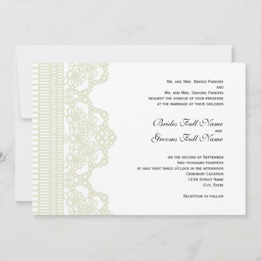 入れ墨のレース結婚式招待状 招待状 (正面)