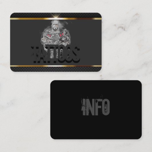 入れ墨のロゴの引く灰色、Bkackの金ゴールド 名刺 (正面/裏面)