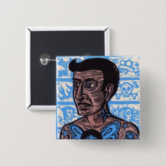 入れ墨の人ボタン 缶バッジ (正面&裏面)