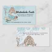 入れ墨の人魚の可愛い人の編み物針ヤーン 名刺 (正面/裏面)